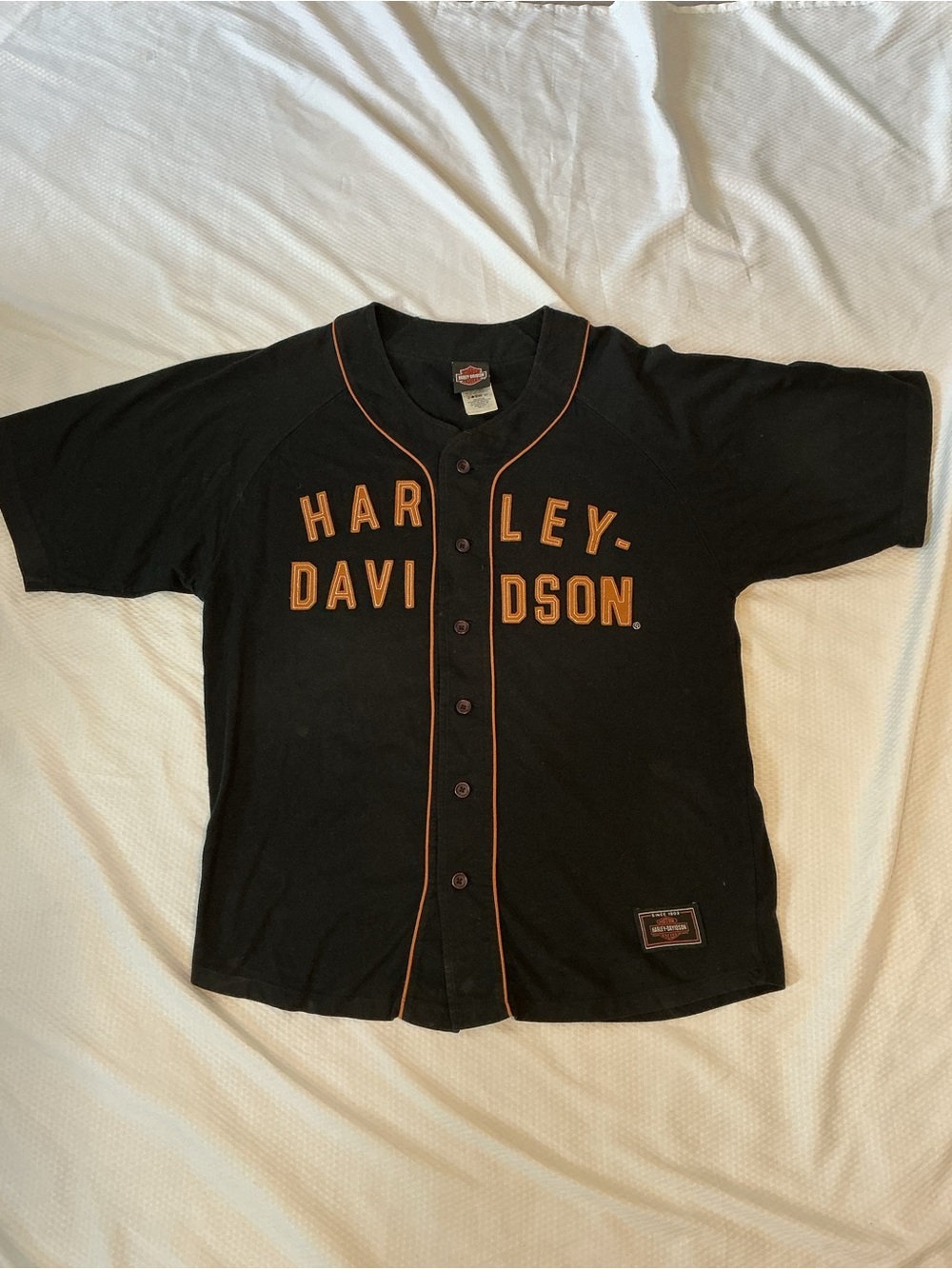 Harley-Davidson Black with Orange Trim Baseball Jersey